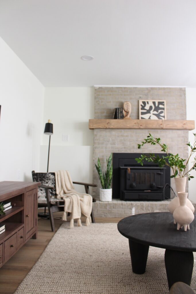 whitewashed fireplace makeover