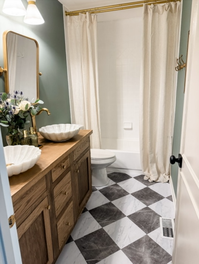 before and after Budget-Friendly Bathroom Makeover