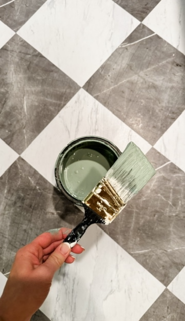 adding peel and stick tile for the bathroom makeover