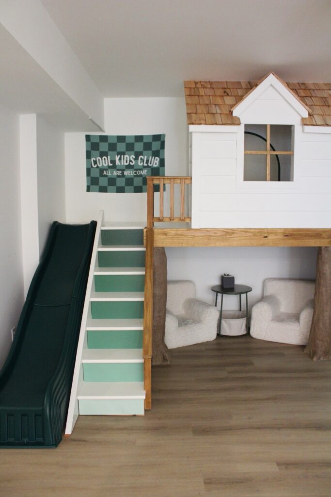 slide in our indoor treehouse