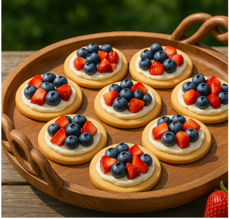 Red, White, and Blue mini fruit pizzas